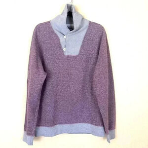 Bonobos Purple/Gray 100% Cotton High Collar Button Shetland Sweater Size XL